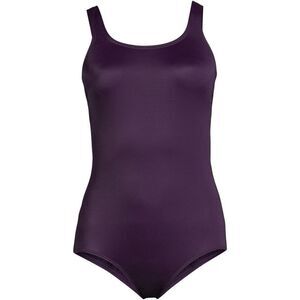 Land's End plus size scoop neck Tugless Tank one piece blackberry 20W DDD